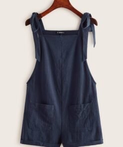 Knot Strap Pocket Front Overall Shorts
