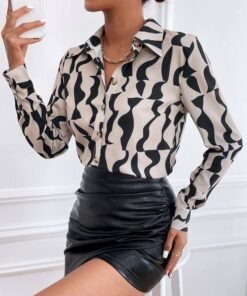 Allover Print Button Up Blouse