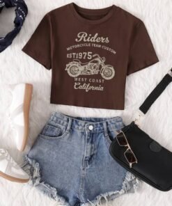 Motorcycle & Letter Graphic Tee