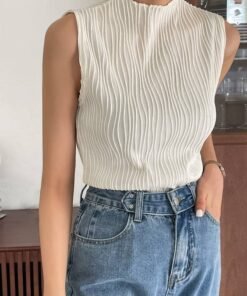 DAZY Stand Neck Solid Tank Top