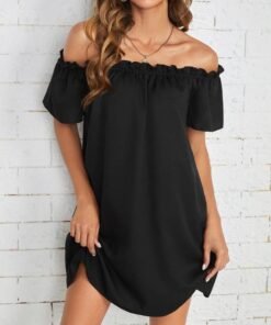Off Shoulder Frill Trim Dress
