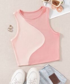 Color Block Ribbed Knit Tank Top