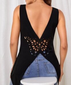 Cut Out Split Back Tank Top