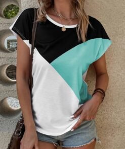 Colorblock Batwing Sleeve Tee