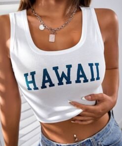 Letter Graphic Crop Tank Top