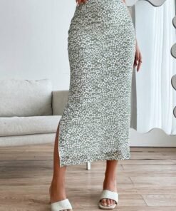 Ditsy Floral Mesh Slit Skirt